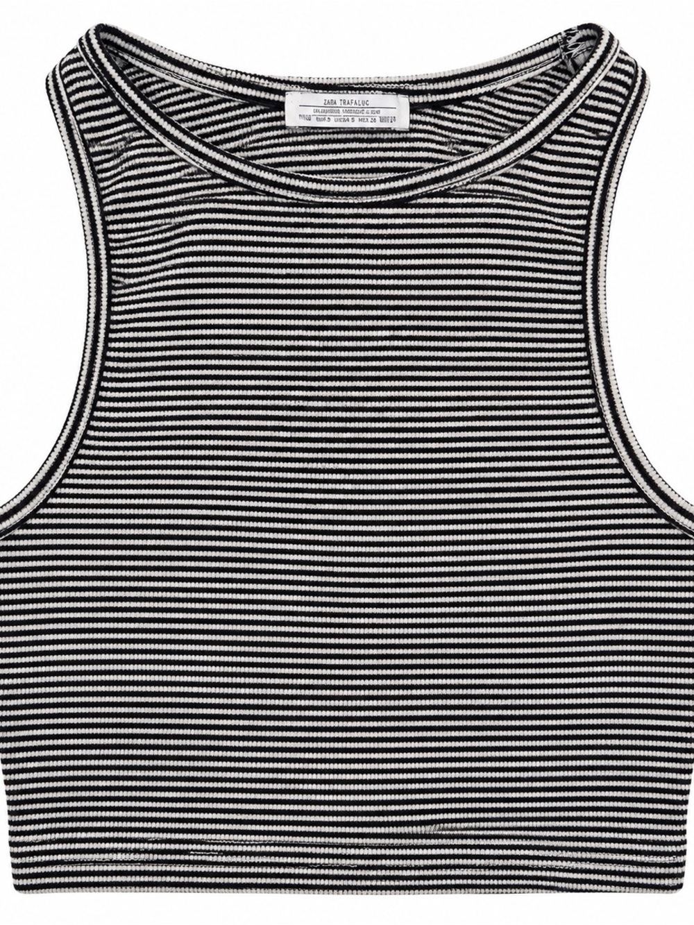 Zara Gray & White Striped Ribbed Cropped Tank